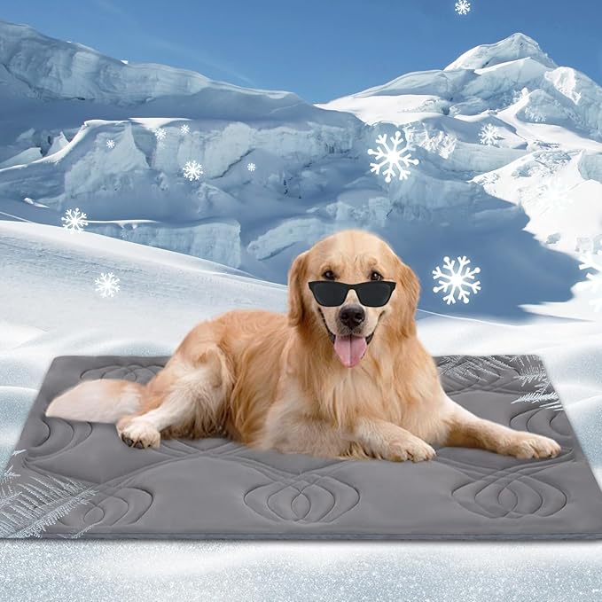 ZonLi Dog Cooling Mat, 48" x 28"Large, Cooling Pad for Dog with Premium Silicone, Pet Cooling Mats Reversible (Cool & Warm) for Crate, Kennel, Sofa, Bed, Washable, Durable, Polar Grey