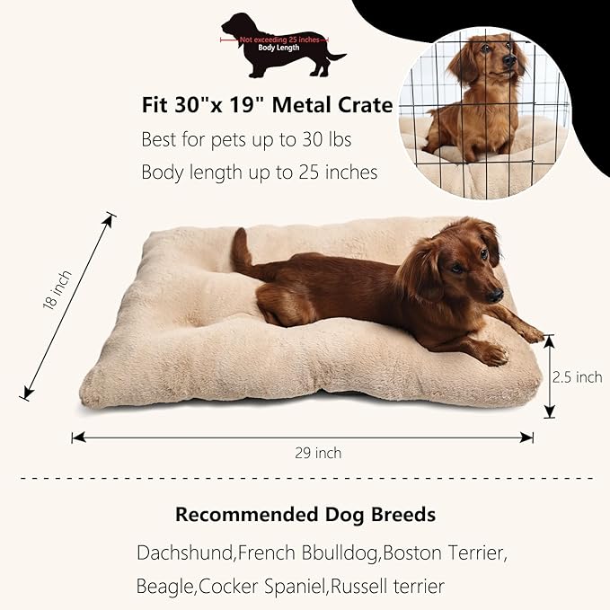 Dog Crate Pad 30x19 Washable for Medium Size Dogs Extra Soft 30 inch Dog Crate Bed for Kennel or Cage with Anti-Slip Bottom Puppy Sleeping Mat Ease Pet Anxiety & Provides The Perfect Sleep