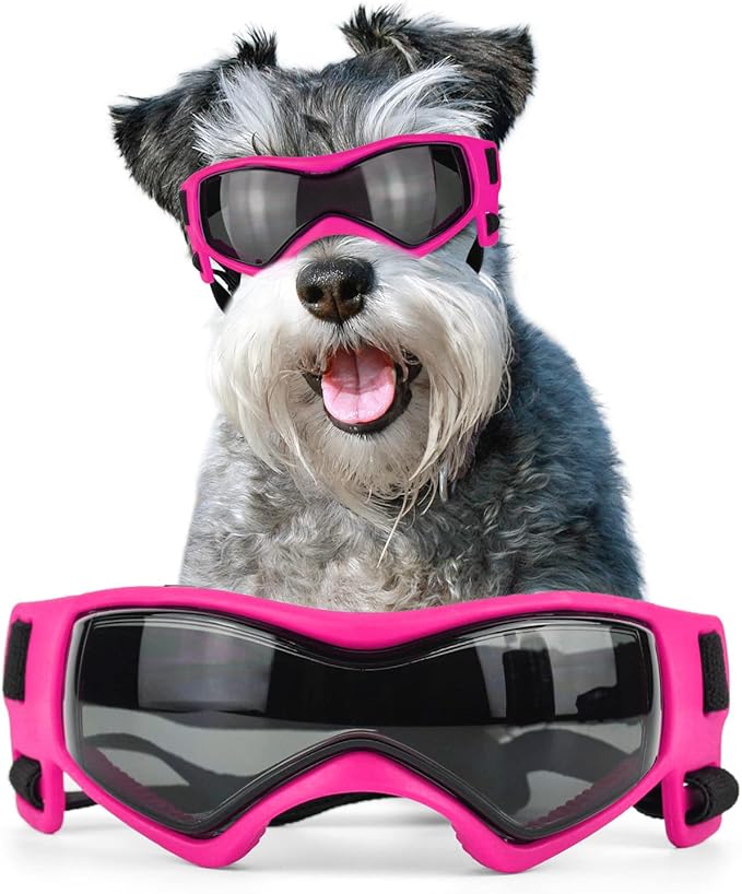 NAMSAN Dog Sunglasses Medium Breed UV Protection Pug Dog Goggles for Small to Medium Dogs Windproof Anti-fog Snowproof Puppy Glasses