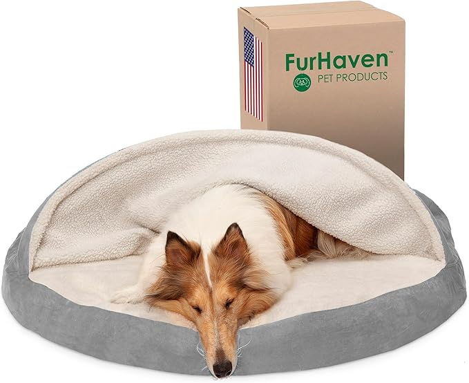 Furhaven 44" Round Orthopedic Dog Bed for Large Dogs w/ Removable Washable Cover 80 lbs 44-inch