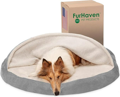 Furhaven 44" Round Orthopedic Dog Bed for Large Dogs w/ Removable Washable Cover 80 lbs 44-inch