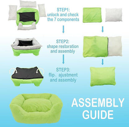 Dog Beds for Small Dogs (Green,31inch)