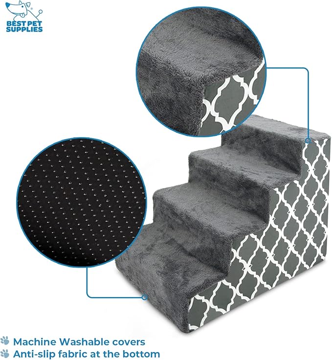 Best Pet Supplies Foam Pet Steps Cover for Small Dogs and Cats 4-Step (H: 18") (Cover