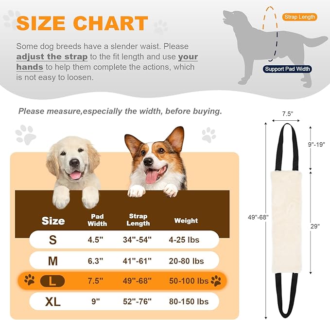 Adjustable Dog Lift Harness Dog Sling for Large Dogs Hind Leg Support Soft Lift Support and Rehab Harness for Weak Rear Legs, Helps Senior, Injured, Disabled and After ACL Surgery Dogs Large