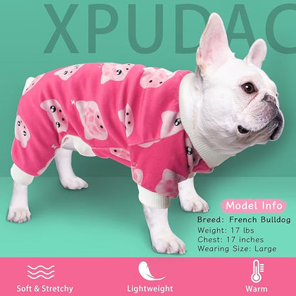 XPUDAC 4 Piece Dog Pajamas for Small Dogs Pjs Clothes Puppy Onesies Outfits for Doggie Christmas Shirts Sleeper for Pet Cats Jammies-XXL