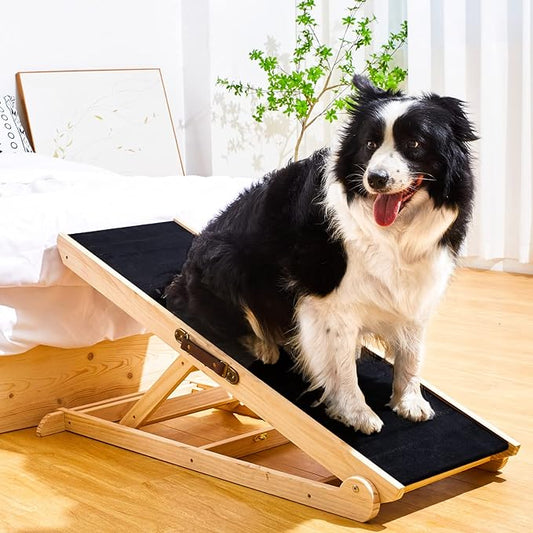 Woohoo Dog Ramp - with Innovative Non-Slip Rubber Mat - for Couch and Bed - 41" Long and Adjustable from 14" to 24" - Great for Pets of All Ages