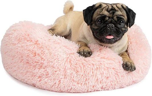 Best Pet Supplies Round Donut Dog Bed with Plush Faux Fur Fabric 20x20x6''