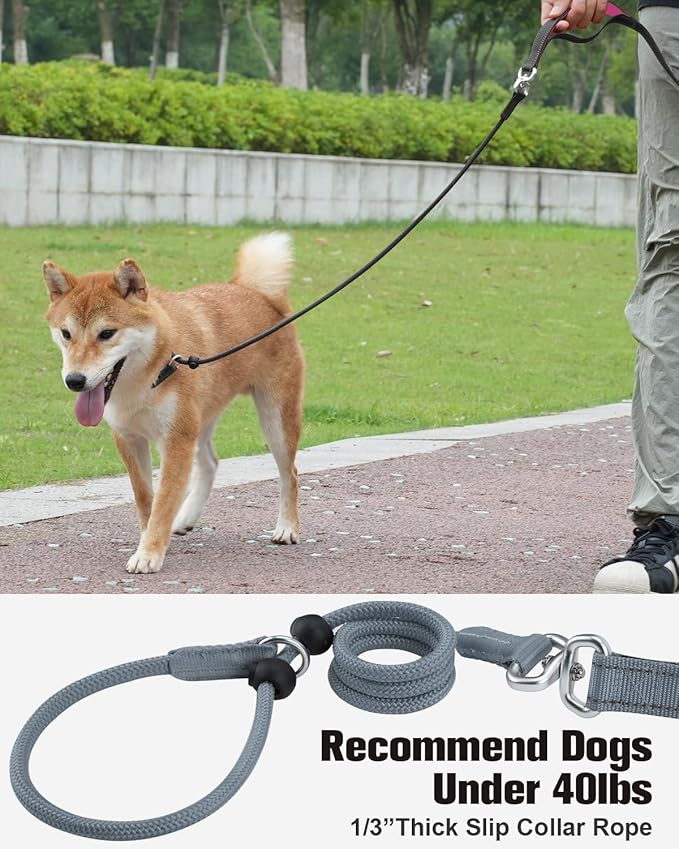 Aiyuda Tangle-Free Slip Lead for Dogs with Padded Traffic Handle 6ft Dog 40 LBS,