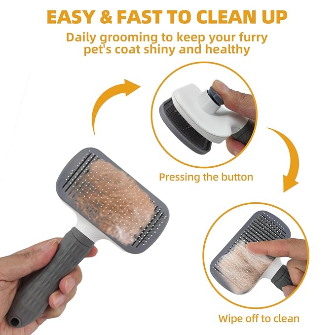 Dog Brush for Shedding,9 PCS in One Pet Slicker Hair Brush Kit with Pet Nail Clipper and File - Dog Cat Grooming Deshedding Undercoat Rake Brush Comb for All Small Large Dogs Cats Grey