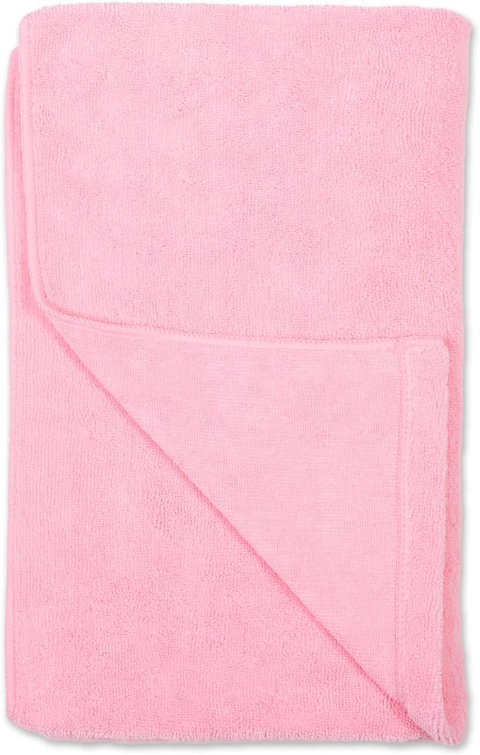 Bone Dry Pet Grooming Towel Collection Absorbent Microfiber X-Large, 41x23.5", Embroidered Pink