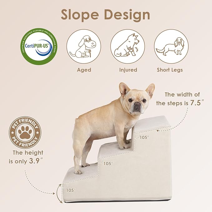 EHEYCIGA Dog Stairs for Small Dog 15.7”H 3-Step Slope