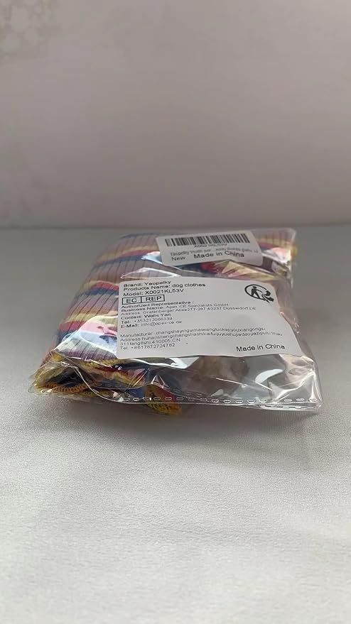 Small Medium Dog Clothes Rainbow Striped Dog Shirts Stretchable Long Sleeve Cat T-Shirt Pet Outfits for Chihuahua Yorkie Teddy (Yellow Edge