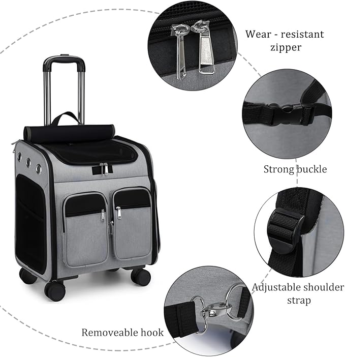 Wheeled Pet Carrier Backpack Breathable Pet Carrier
