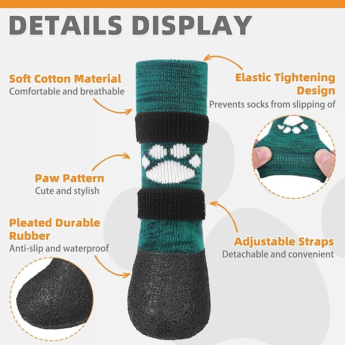 KOOLTAIL Anti Slip Dog Socks to Prevent Licking Paws for Hot/Clod Pavement