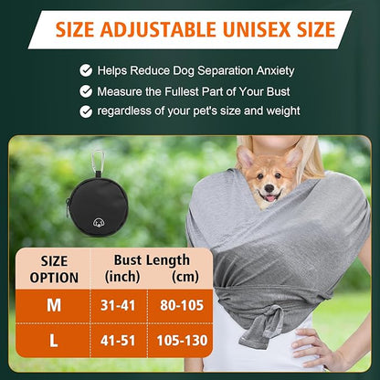 Dog Carriers for Small Dogs,Hands Free Cat Carrier,Front Facing Dog Backpack Carrier,Cat Sling,Double Shoulder Strap Design,Freeing Hands and Reducing Back Pain,with Dog Training Bag (Grey-L)