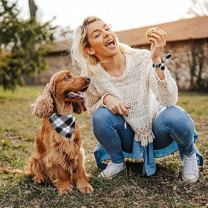 E-Clover Dog Bandanas & Matching Scrunchie Set Plaid