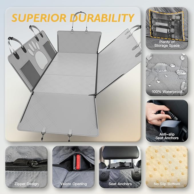 TOOLIOM Dog Car Seat Cover for Back Seat