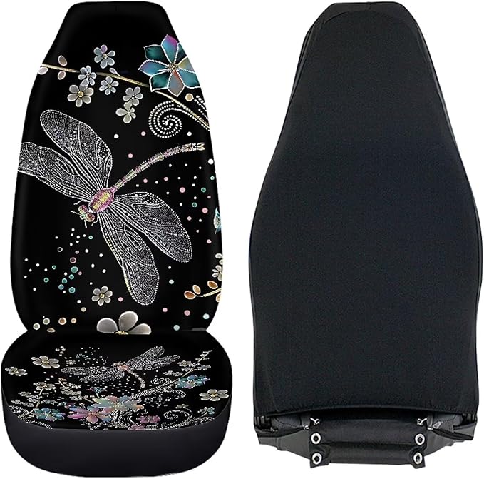 Floral Dragonfly Car Seat Covers Front Set