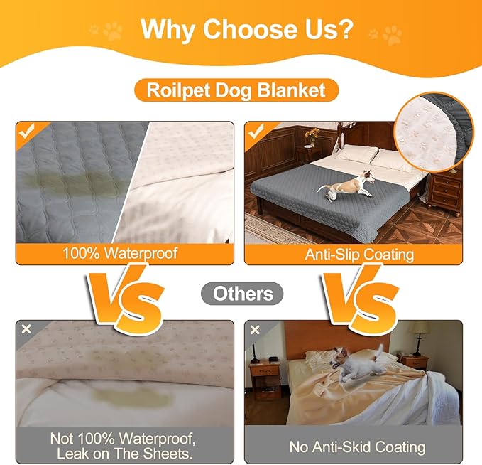 Waterproof Dog Bed Cover Blanket Non Slip Couch Cover for Pets Small Dog Cat Kids Children Sofa Furniture Protector(54"×82", Dark Grey)