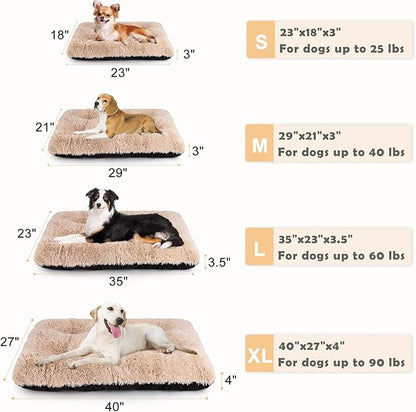 JOEJOY Dog Bed Crate Pad Anxiety，29" x 21", Beige