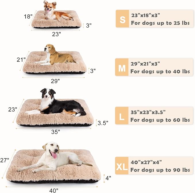 JOEJOY Large Dog Bed Crate Pad Anxiety，40" x 27", Beige