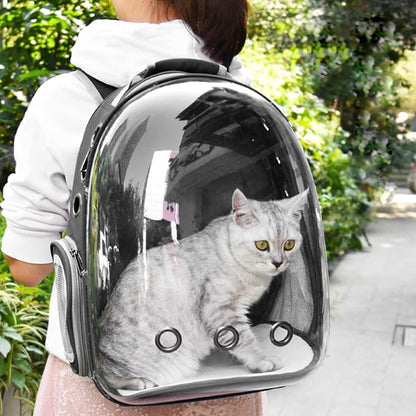 Cat Backpack,Pet Bubble Carrier Backpack Airline Approved,Cat Bookbag with Cat Toy,Small Animal Travel Carrying Bag for Puppy Dog Kitten Bunny Bird Chicken Guinea Pig with Hiking Walking Outdoor Use