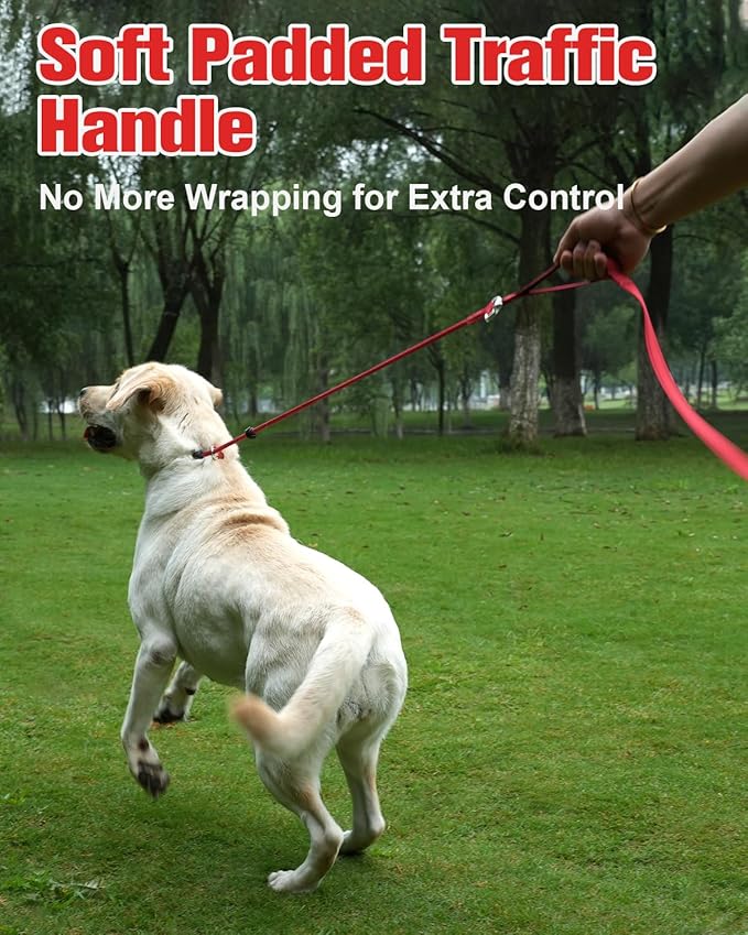 Aiyuda Tangle-Free Slip Lead for Dogs with Padded Traffic Handle 6ft Dog 40 LBS,Red/Black