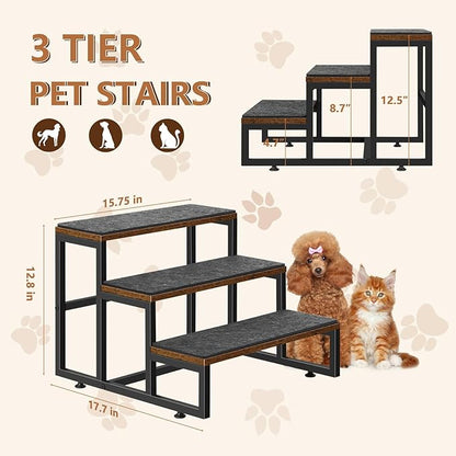 Dog Stairs for Small Dogs 3 Steps Pet Stairs Dog Stairs Steps for Couches High Beds 100lbs