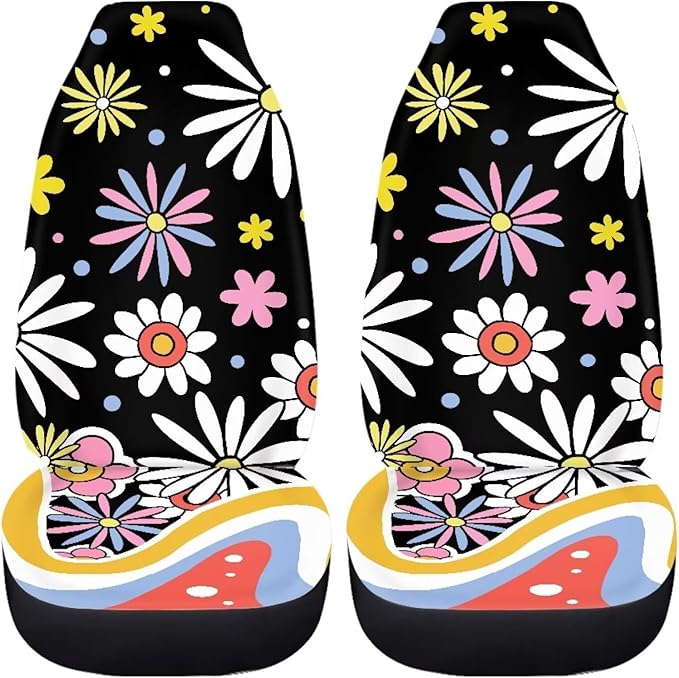 UNICEU Hippie Flower Car Seat Covers Universal 2
