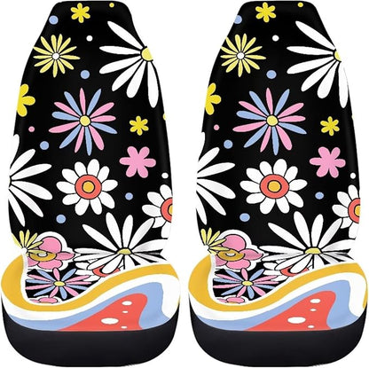 UNICEU Hippie Flower Car Seat Covers Universal 2