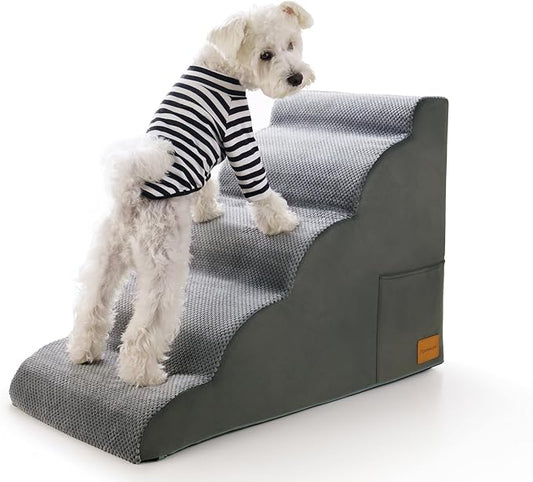 Dog Stairs Steps for High Bed JYpawsiepal Dog Stairs for Small Dog 5 Step