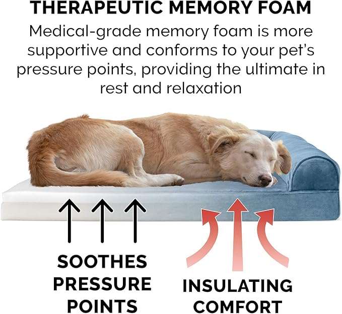 Furhaven Memory Foam Dog Bed for Large Dogs w/ Removable Bolsters & Washable Cover 95 lbs