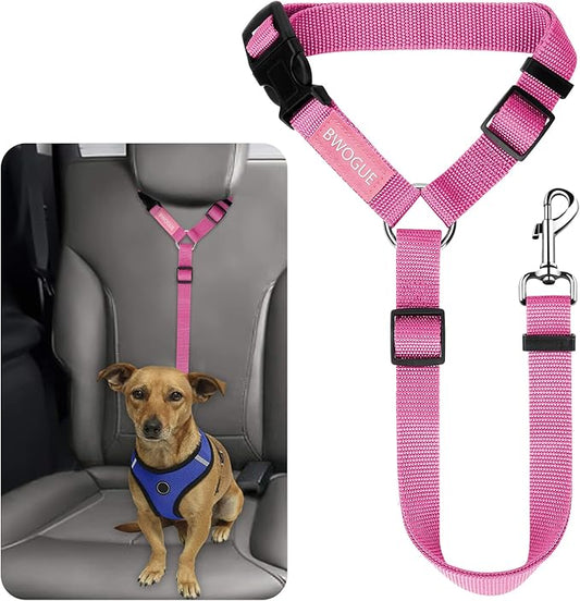 BWOGUE Pet Dog Cat Seat Belts, Car Headrest Restraint Adjustable Safety Leads Vehicle Seatbelt Harness (1 Pack)