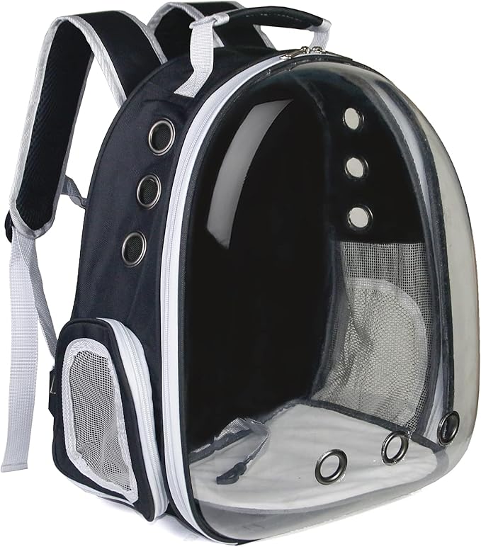 Cat Backpack, Airline Approved Bubble Carrying Bag for Small Medium Dogs Cats, Space Capsule Pet Carrier Dog Hiking Backpack Travel Carrier(Black)