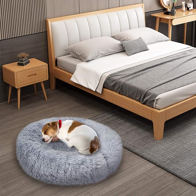 Aurako Cat Bed Dog Bed Round Cushion Pet 23" Light