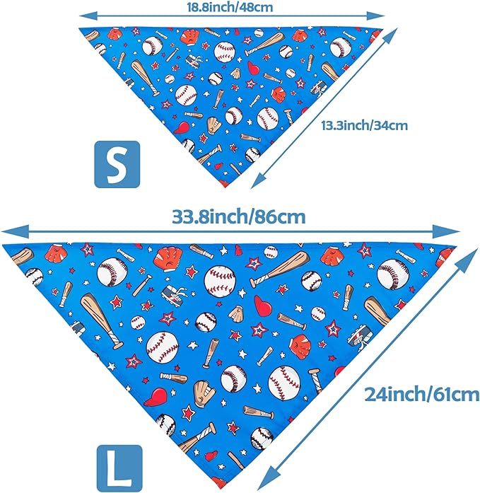 Baseball Dog Bandanas for Small Dogs Breed Cats 18 Inch 7PCS