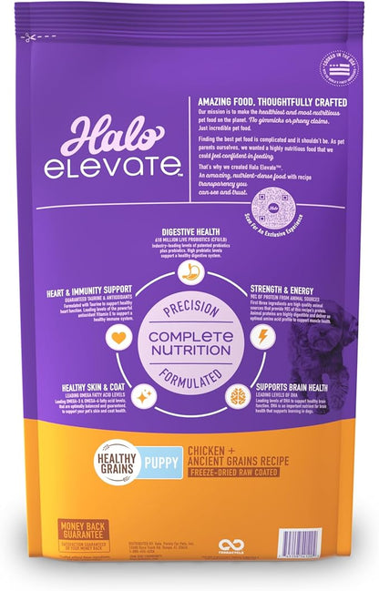 Halo Elevate Dry Dog Food, Healthy Grains Chicken Recipe, Puppy Formula, 20lb