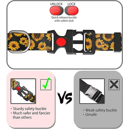 Cute Floral Dog Collar for Small Medium Large Dogs 1,L
