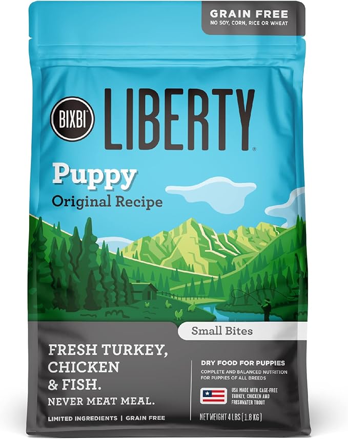 BIXBI Liberty Grain Free Dry Dog Food, Original Recipe Puppy, 4 lbs - Fresh Meat, No Meat Meal, No Fillers for Easy Digestion - USA Made