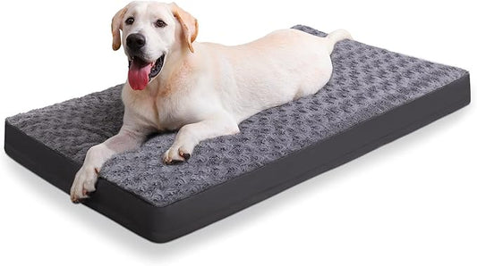 Dog Crate Bed Waterproof Jumbo Dog Beds for Extra Large Dogs Rose Velvet Soft Fluffy Washable Dog Bed with Removable Cover & Anti-Slip Bottom 47 x 29 Inch,