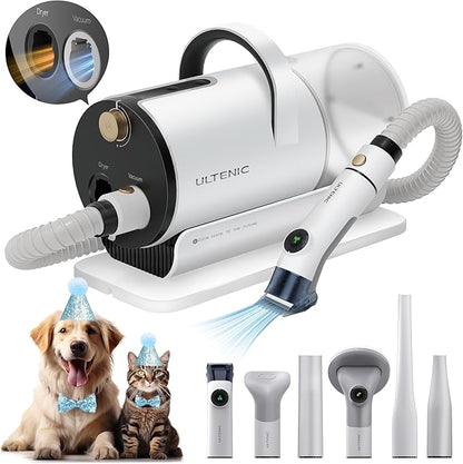 Ultenic Dog Grooming Vacuum & Pet Hair Dryer Combo for Shedding Grooming, 6 in1 Pet Vacuum Grooming Kit with 2L Dust Cup, Works for Dogs and Cats