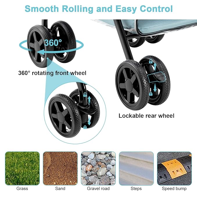 Double Pet Stroller for Dogs and Cats 4 Wheels,