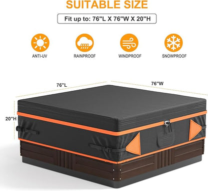 Hot Tub Cover 600D Hot (76 x 76 x 20 inch,