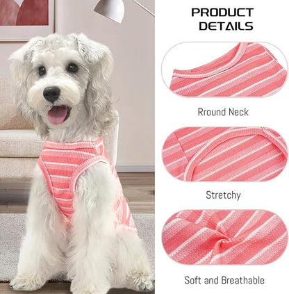 XPUDAC 4 Pack Dog Clothes Waffle Dog Shirts for Small Dogs Breathable Stretchy Dog Tank Top Vest Lightweight Cat Shirt Purple-2XL