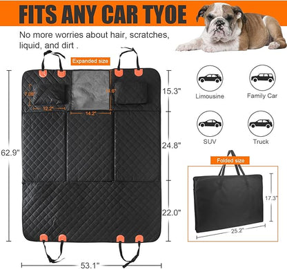 Dog Car Seat Cover for Back Seat with Hard Bottom