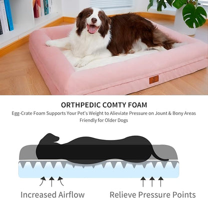 XL Dog Bed, Orthopedic Dog Bed, Washable Dog Bed with [Removable Bolster], Waterproof Dog Bed with Nonskid Bottom, Pet Bed, Dog Beds for Extra Large Dogs