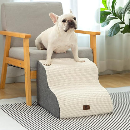Pettycare Dog Stairs Ramp for High Beds and Couch 2 Steps,Beige