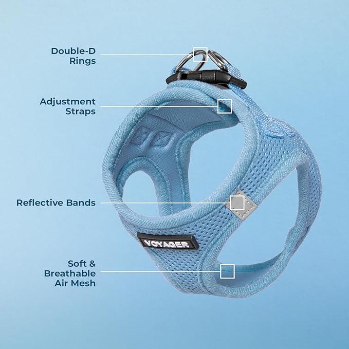 Voyager Step-in Air Dog Harness - All Weather Mesh Step in Vest Harness for Small and Medium Dogs by Best Pet Supplies - Harness (Baby Blue), XX-Small, 207-BBW-XXS