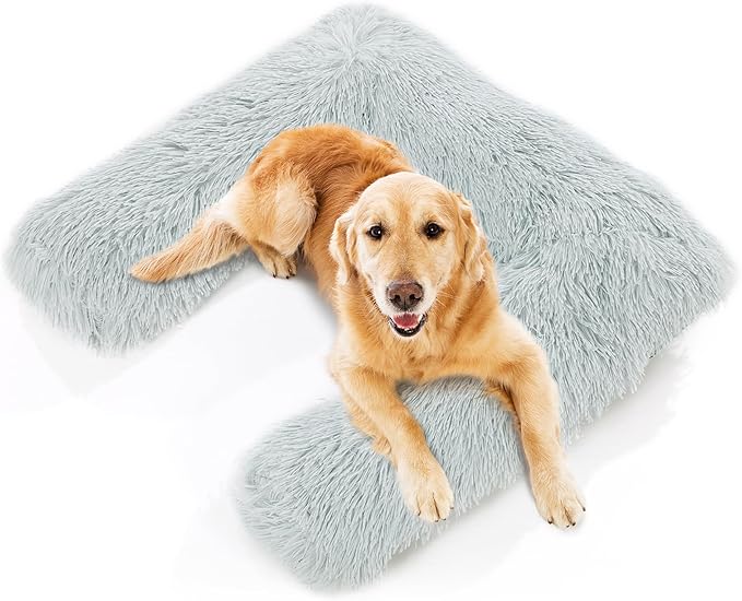 HOMBYS U Shape Dog Claming Pillow Hug Your Pet, Soft Faux Fur Orthopedic Dog Neck Pillow for Anxiety Relief, Pet Pillow Claming Toy for Dog, Cats & Old Pets, Washable