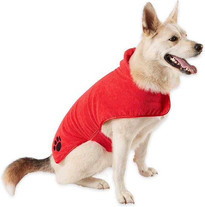 Bone Dry Pet Robe Collection Embroidered Absorbent Microfiber Bath Robe with Adjustable Closure